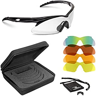 Radians Shift Interchange Shooting Glasses (5 Interchangeable Lenses), Black Frame/Clear, Copper, Amber, Orange, One Size