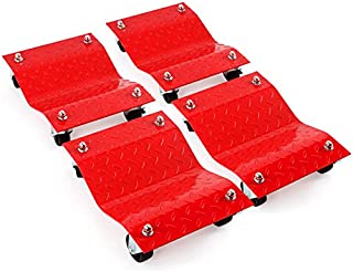 4 - Red 12 Inches Tire Premium Skates Wheel Car Dolly Ball Bearings Skate Makes Moving a Car Easy Furniture Movers