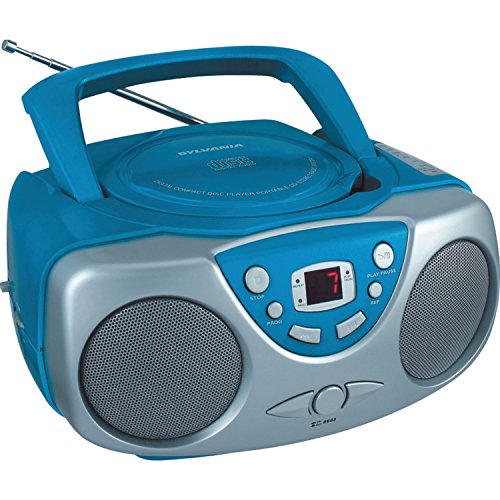 Sylvania SRCD243 Portable CD Player with AM/FM Radio, Boombox (Blue)