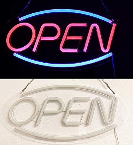 Neon Open Sign for Business, Two Modes Light Steady Flashing Electronic Lighted Signs Displays for Business, Walls, Glass Window, Shop, Hotel, Bar,Liquor Stores