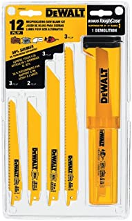 DEWALT Reciprocating Saw Blades, Bi-Metal Set with Case, 12-Piece (DW4892)