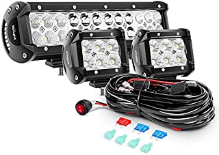 Nilight ZH016 12 Inch 72W Spot Combo Bar 2PCS 4 Inch 18W Flood LED Fog Lights with Off Road Wiring Harness-2 Leads, 2 Years Warranty