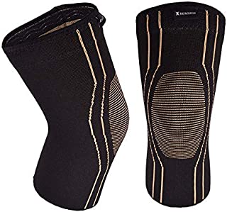 Thx4COPPER Sports Compression Knee Brace for Joint Pain and Arthritis Relief, Improved Circulation Support for Running, Jogging, Workout, Gym-Best Knee Sleeve-Single (X-Large)