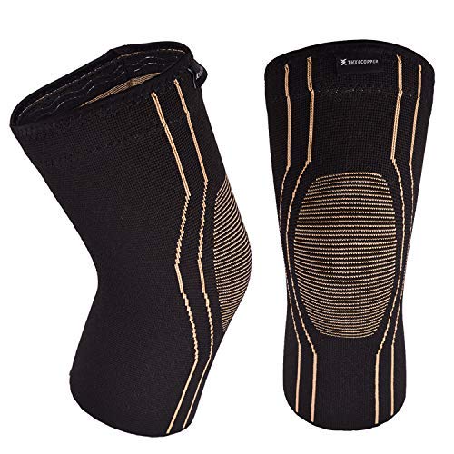 Thx4COPPER Sports Compression Knee Brace for Joint Pain and Arthritis Relief, Improved Circulation Support for Running, Jogging, Workout, Gym-Best Knee Sleeve-Single (X-Large)