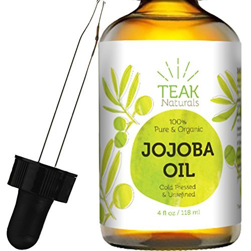 JOJOBA Oil by Teak Naturals, 100% Pure Cold Pressed Natural Unrefined Moisturizer for Skin Hair and Nails 4 oz