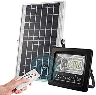 Outdoor Solar Flood Lights 30W, 1200 lumens IP67 Waterproof Solar Powered Flood Light, with Remote Control Switch, Dusk to Dawn Solar Security Light for Sign, Garden, Farm, Shed, Pool, Garageoo