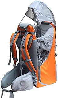 Baby Toddler Hiking Backpack Carrier Camping Child Carriers with Rain Cover Stand Child Kid Sun shade Visor Shield ,Holds up to 50 Pound Ideal for Children Between 6 months-4 years Old (A-orange)