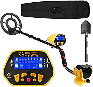 Canway Metal Detector High Accuracy Adjustable Waterproof Metal Finder, LCD Display with Light, Carrying Bag and Shovel Included, 7 Target Categories, Depth Indication, Audio Prompt, with P/P Function