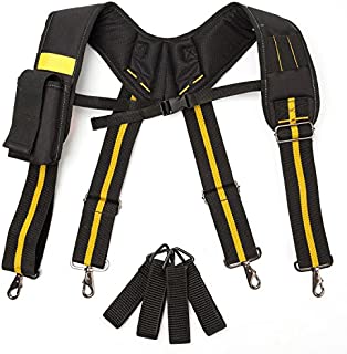 Padded Suspenders |Tool Belt Suspenders with phone holder Tape Holder Pencil holder Adjustable Straps, suspenders Loop heavy duty work for carpenter electrician work Suspension Rig