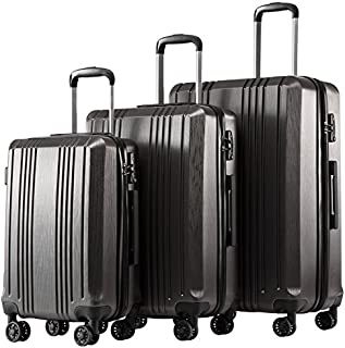 Coolife Luggage Expandable Suitcase PC+ABS 3 Piece Set