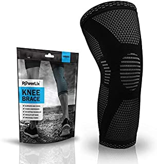 POWERLIX Knee Compression Sleeve - Best Knee Brace for Men & Women  Knee Support for Running, Basketball, Volleyball, Weightlifting, Gym, Workout, Sports  Please Check Sizing Chart