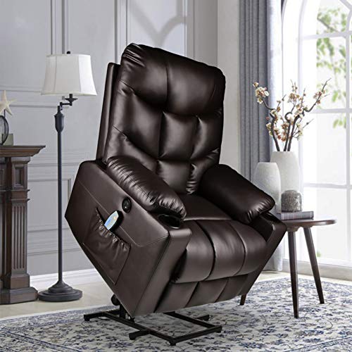 Power Lift Recliner Chair with Massage and Heat, Electric Recliners for Elderly, Fabric Heated Vibration Massage Sofa Living Room Chair with USB Ports, Remote Control, 3 Positions, 2 Side Pockets