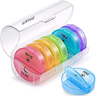 Daily Pill Organizer (Twice-a-Day) - Weekly AM/PM Pill Box,Round Medicine Organizer,7 Day Pill Container,Vitamin Organizer for Vitamin/Fish Oils/Supplement