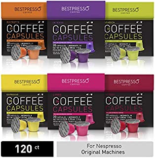 Bestpresso Coffee for Nespresso Original Machine 120 pods Certified Genuine Espresso Variety Pack, Pods Compatible with Nespresso Original