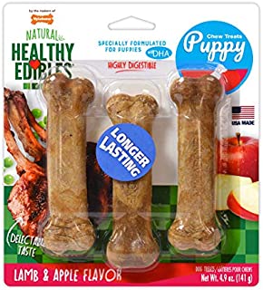 Nylabone Healthy Edibles Puppy Chew Treats, Lamb & Apple, Regular, 3 Count