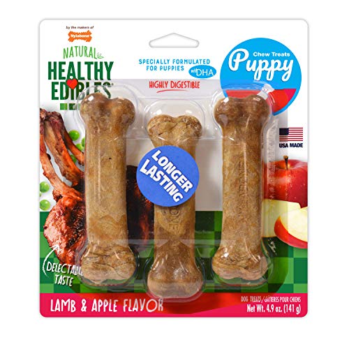 Nylabone Healthy Edibles Puppy Chew Treats, Lamb & Apple, Regular, 3 Count