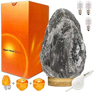 VERY RARE, Large (8-13lbs) Grey Gray Black White Authentic Himalayan Salt Lamp Lights,Table Lamp platin Base Touch Dimmer Switch Control With 1 Salt Rock Night Light, Set of 2 Pack Salt Candle Holders