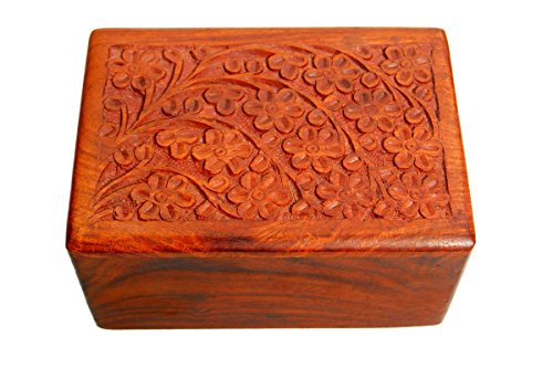 Pet Memory Shop Pet Urn Wooden Urn, Cremation Keepsake Urns, Two Classic Wooden Hand-Carved Design and Rosewood Urns for Dogs, Cats, and Animal Memorial Urns.