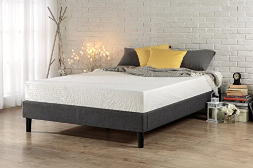 Zinus Curtis Essential Upholstered Platform Bed Frame / Mattress Foundation / Easy Assembly / Strong Wood Slat Support, Queen