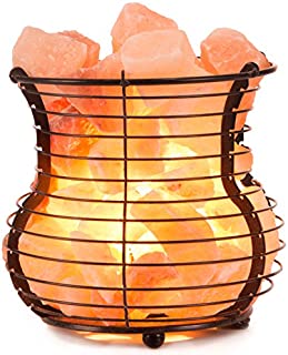 Himalayan Pink Salt Lamp Basket with Cord & Bulb