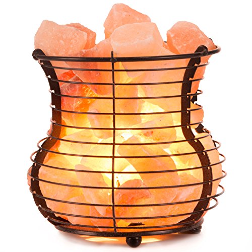 Himalayan Pink Salt Lamp Basket with Cord & Bulb