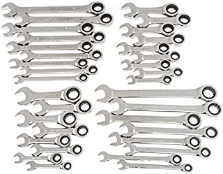 GEARWRENCH 34 Pc. 12 Point Standard & Stubby Ratcheting Combination SAE/Metric Wrench Set - 85034