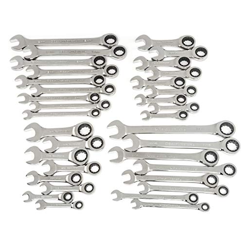 GEARWRENCH 34 Pc. 12 Point Standard & Stubby Ratcheting Combination SAE/Metric Wrench Set - 85034