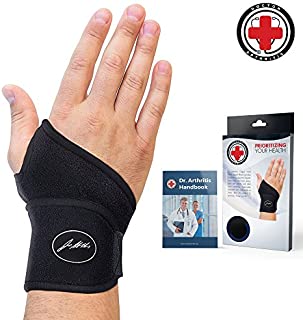 Doctor Developed Premium Copper Lined Wrist Support/Wrist Strap/Wrist Brace/Hand Support [Single]& Doctor Written Handbook Suitable for Both Right and Left Hands