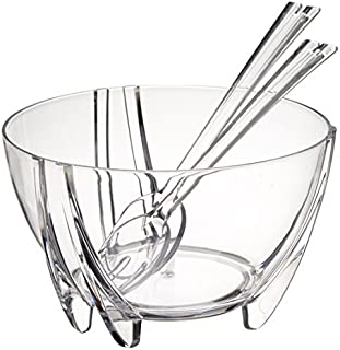 Prodyne SB-3-C Acrylic Salad Bowl with Servers, Clear