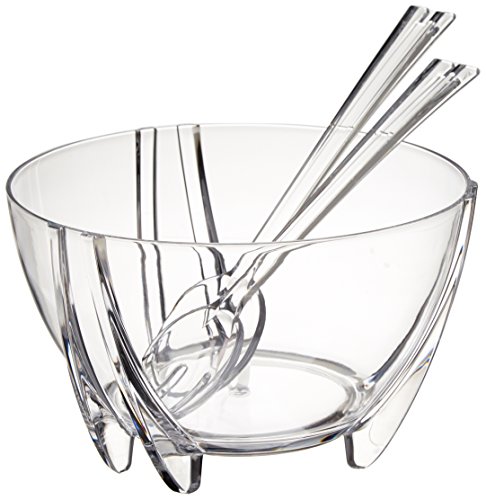 Prodyne SB-3-C Acrylic Salad Bowl with Servers, Clear