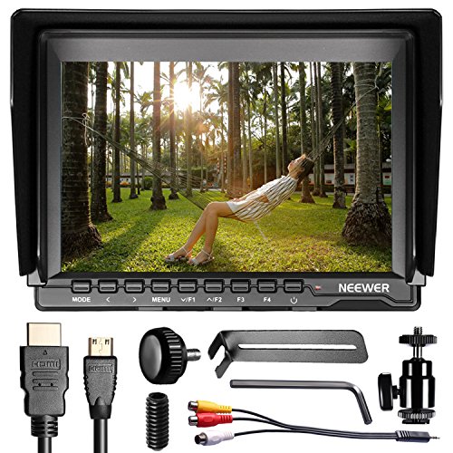 Neewer F100 7-inch 1280x800 IPS Screen Camera Field Monitor Support 4K Input HDMI Video for DSLR Mirrorless Camera SONY A7S II A6500 Panasonic GH5 Canon 5D Mark IV and More (Battery not Included)