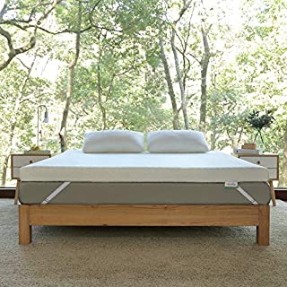 Novilla 4 Inch Foam Mattress Topper Queen, Medium Firm Queen Mattress Topper, Gel & Bamboo Charcoal Infused for Motion Isolation & Pressure Relieving, with Washable Bamboo Cover, Queen Size, Yozora