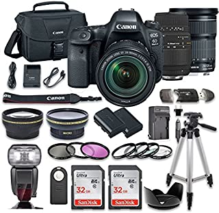 Canon EOS 6D Mark II DSLR Camera Bundle w/Canon EF 24-105mm f/3.5-5.6 is STM Lens + Sigma 70-300mm f/4-5.6 DG Autofocus Lens + 2pc SanDisk 32GB Memory Cards + Premium Accessory Bundle Kit (20 Items)