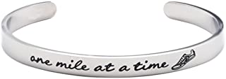 LParkin Gifts for Runners Marathon Jewelry One Mile At A Time Bracelet Stainless Steel