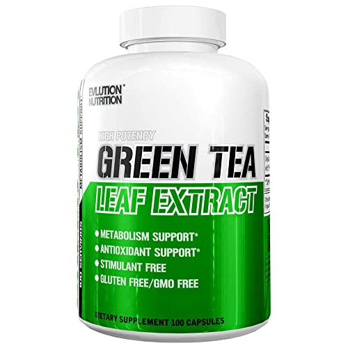 Evlution Nutrition Green Tea Leaf Extract Supplement with EGCG for Metabolism & Antioxidant Support* Stimulant Free