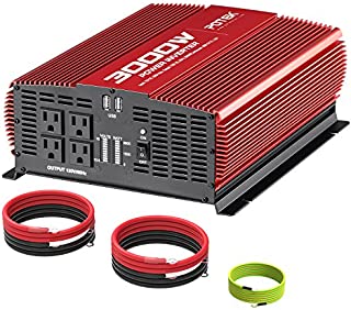 POTEK 3000W Power Inverter 12V DC to 110V AC Car Converter 4 AC Outlets with 2 USB Ports