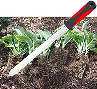 Spartan Garden Knife Perennial Splitter Divider Super Sharp Double Sided Serrated Stainless Steel 8 Blade, 5 Ergonomic Rubber Handle, Hori Hori Knife! Garden Tools & Gardening Tools,