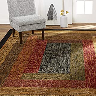 Home Dynamix Vega Modern Area Rug, Geometric Black/Brown/Red 5'2