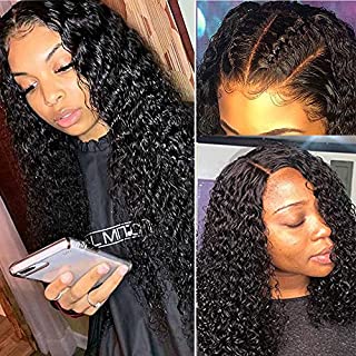 Brazilian Curly Lace Front Wigs Human Hair Wigs for Black Women Deep Water Wave Lace Frontal Wigs Pre Plucked Natural Hairline Can Be Bleached Knots Wet and Wavy Wigs Short Curly Frontal Remy Hair Wig