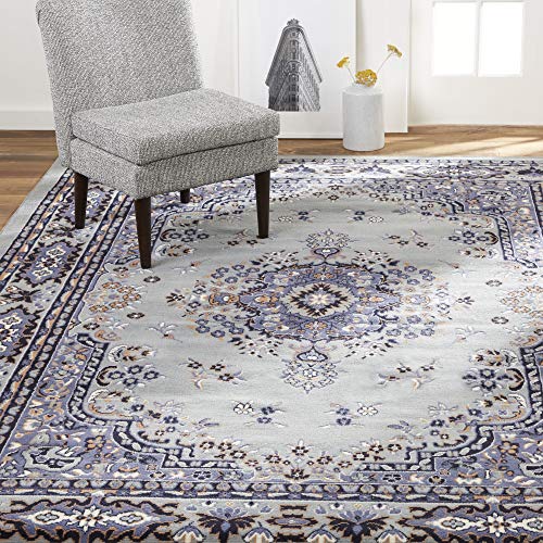 Home Dynamix Premium Sakarya Traditional Rectangle Area Rug - Oriental Silver/Blue (7'8