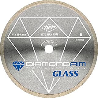 QEP 6-7006GLQ 7-Inch Continuous Rim Glass Tile Diamond Blade, 7mm Rim Height, 5/8-Inch Arbor, Wet Cutting, 8730 Max RPM