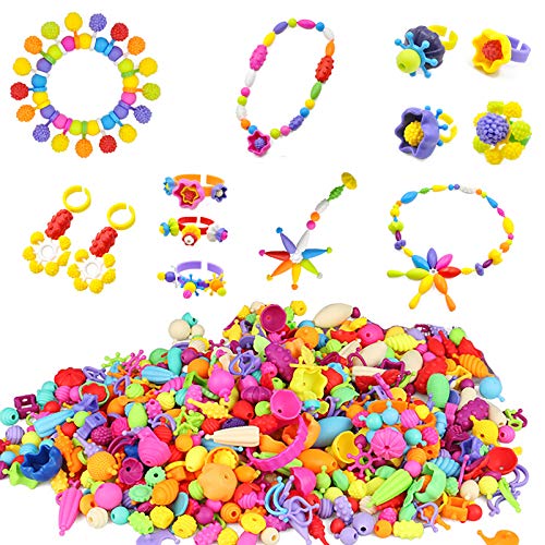 BESKIT 400 Pcs Pop Snap Beads Set - Girls Toddlers Kids Creative DIY Jewelry Kit Set