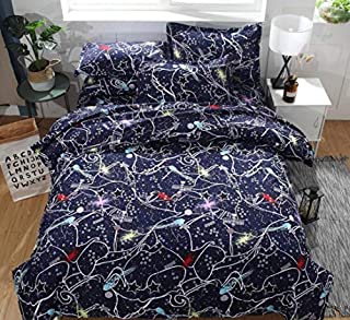 Night Sky Pattern Quilt can be Machine Washable. Full Size for Children, Teens, Girls and Boys. Tencel Cotton. Soft Double/Full/Queen Size Bed.