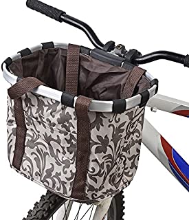 Lixada Bike Basket, Small Pet Cat Dog Carrier Bicycle Handlebar Front Basket - Folding Detachable Removable Easy Install Quick Released Picnic Shopping Bag, Max. Bearing: 22lbs