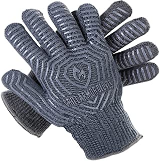 Grill Armor Extreme Heat Resistant Oven Gloves - EN407 Certified 500C - Cooking Gloves for BBQ, Grilling, Baking, Grey