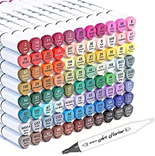 Shuttle Art 88 Colors Dual Tip Alcohol Based Art Markers, 88 Colors plus 1 Blender Permanent Marker Pens Highlighters with Case Perfect for Illustration Adult Coloring Sketching and Card Making