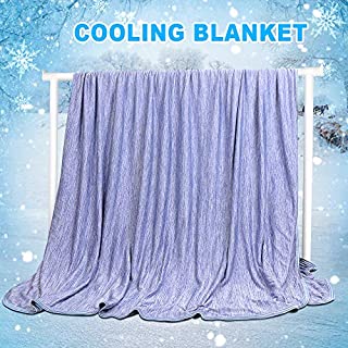 Cooling Weighted Blanket 59 X 79in Queen Sized Blanket, Japanese Q-Max 0.4 Technology Mica Nylon with Cooling Fibers Material Blanket for Adults, Children, Babies. Keep Cooling in Summer Night. (Blue)