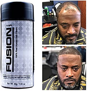 HAIR FUSION - 100% Real Human Hair Fibers - Conceal bald and thinning hair - Root touch up - Volumizer - Unisex (1.05, Black)