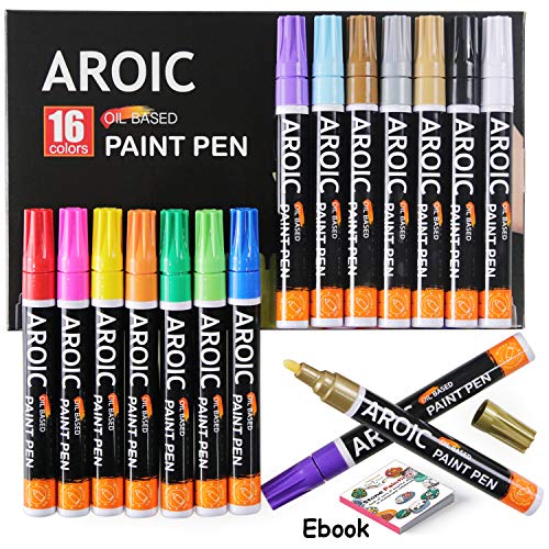 Paint Pens for Rock Painting - Write On Anything. Paint pens for Rock, Wood, Metal, Plastic, Glass, Canvas, Ceramic and More.(16 Pack)