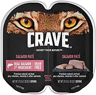 CRAVE Grain Free Adult High Protein Natural Soft Wet Cat Food Salmon Paté, (24) 2.6 oz. Twin-Pack Trays